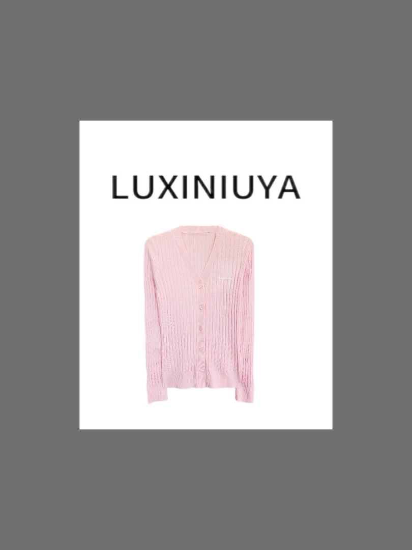 【LUXINIUYA】露茜定制 新款刺绣猫咪V领显瘦针织衫#QDS076
