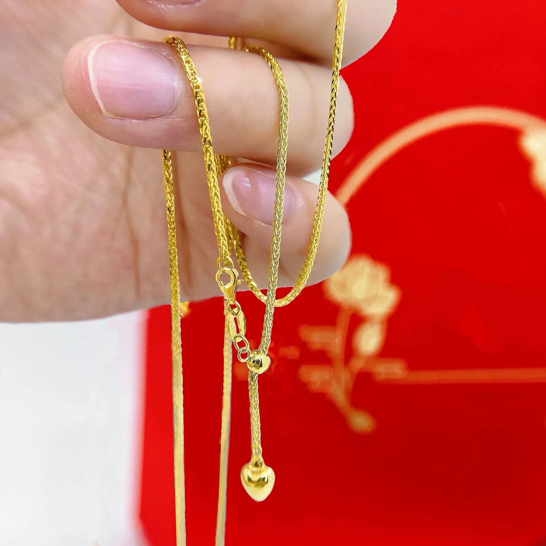 3.45克999足金女士5G黄金抽拉可调节肖邦链经典简约百搭时尚项链
