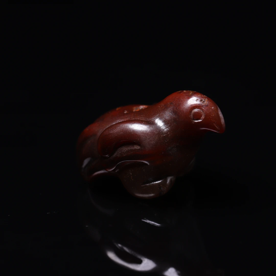 旧藏天然红缟玛瑙动物花件-NX