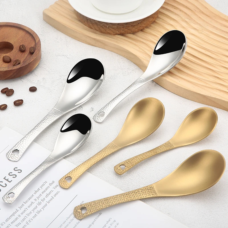 食品级304不锈钢勺一人吃喝汤勺创意家用成人吃饭加厚耐用饭勺