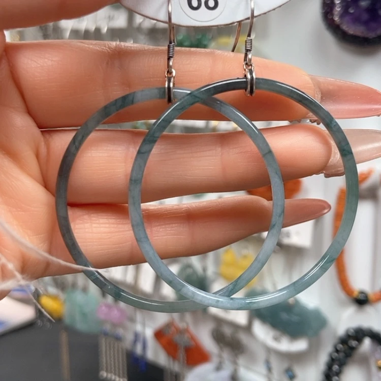 【闪购商品】翡翠耳饰银S925镶嵌耳饰