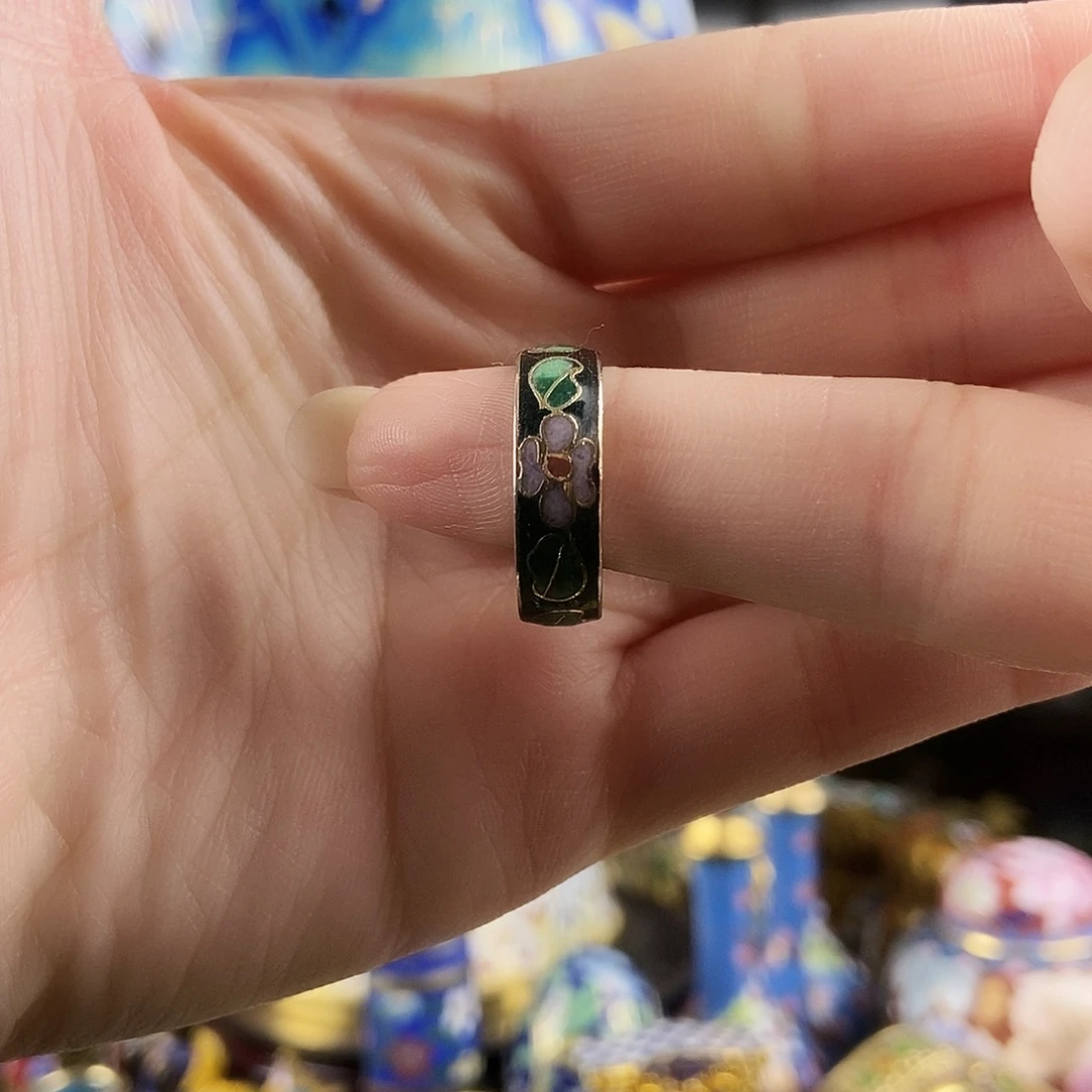 惠***子铜黑色景泰蓝大宽戒指
