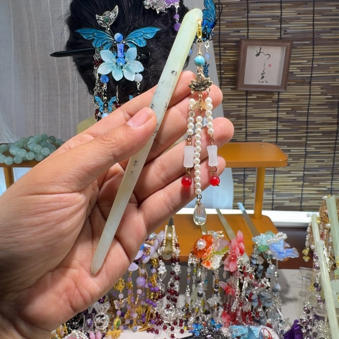 蛇纹石玉合金发饰