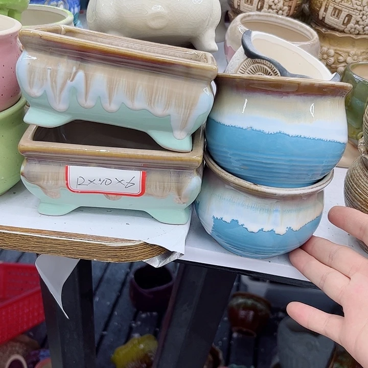 多肉绿植陶瓷花盆9.9包邮，有孔