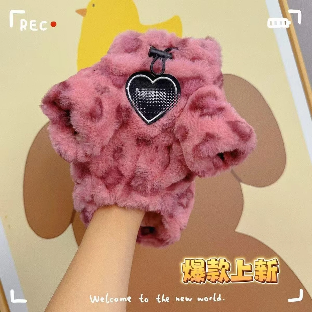 粉色小豹纹~冬季厚毛绒宠物保暖卫衣 猫咪狗比熊泰迪棉衣