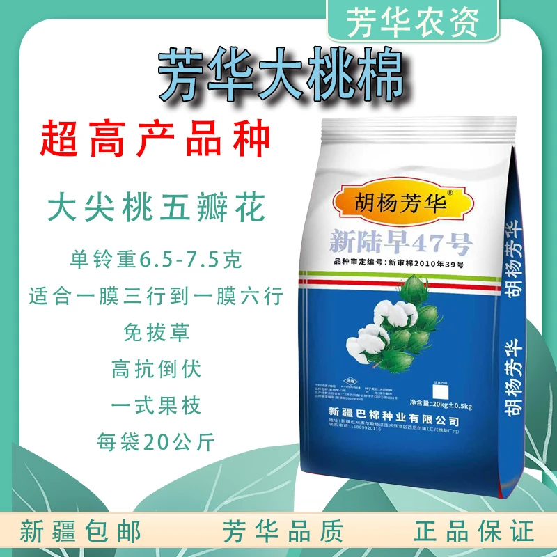芳华大桃棉北疆新陆早47，南疆新陆中67棉花种子（29块1000g）