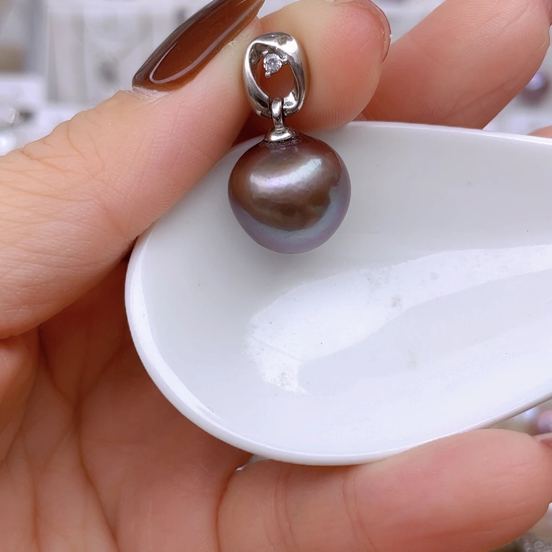 淡水珍珠银S925镶嵌吊坠(赠链)