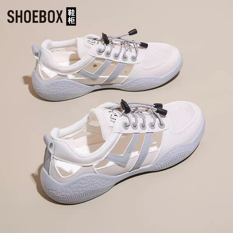 SHOEBOX鞋柜包头凉鞋女2025夏新款外穿休闲运动鞋罗马凉鞋洞洞鞋