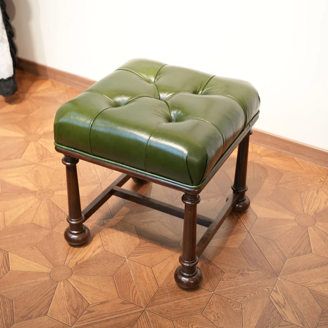 百瑞新复古绿钢琴凳美式脚踏凳客厅沙发垫脚凳搁脚凳-SJY660915