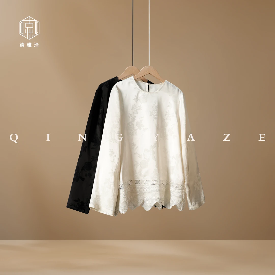 如意卷帘！重工刺绣人丝提花新中式衬衣！GZ5524