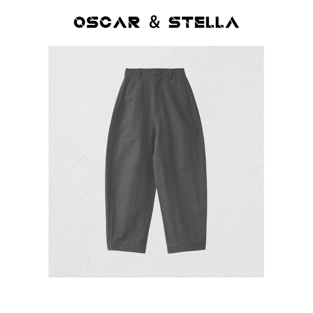 OSCAR&STELLA【莫里亚】秋季百搭复古休闲高腰休闲弯刀裤187-K5290
