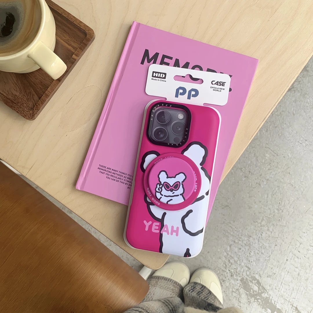 新款高级肤感/iPhone13-16PM【比耶小狗】菲林二合一金属镜头磁吸壳