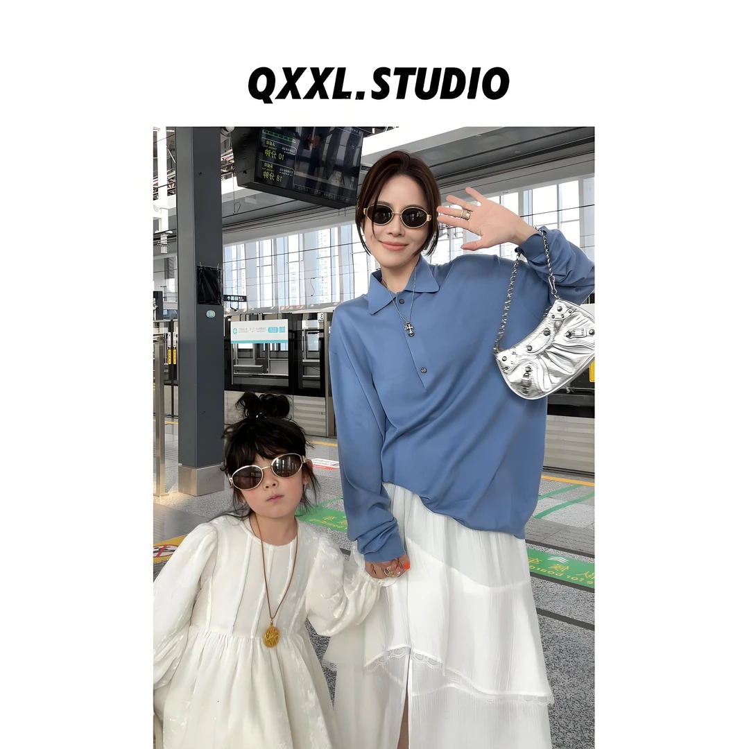 邱小小丽呀 春季新款V领长袖针织衫女2025款内搭打底毛衣