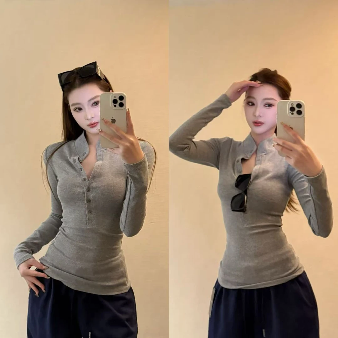 103861【亨利美式】掐腰松弛亨利打底衫