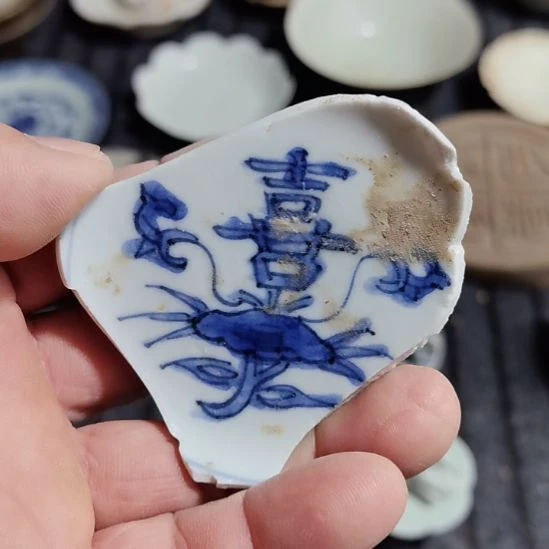瓷片青花影青杯垫学习标本