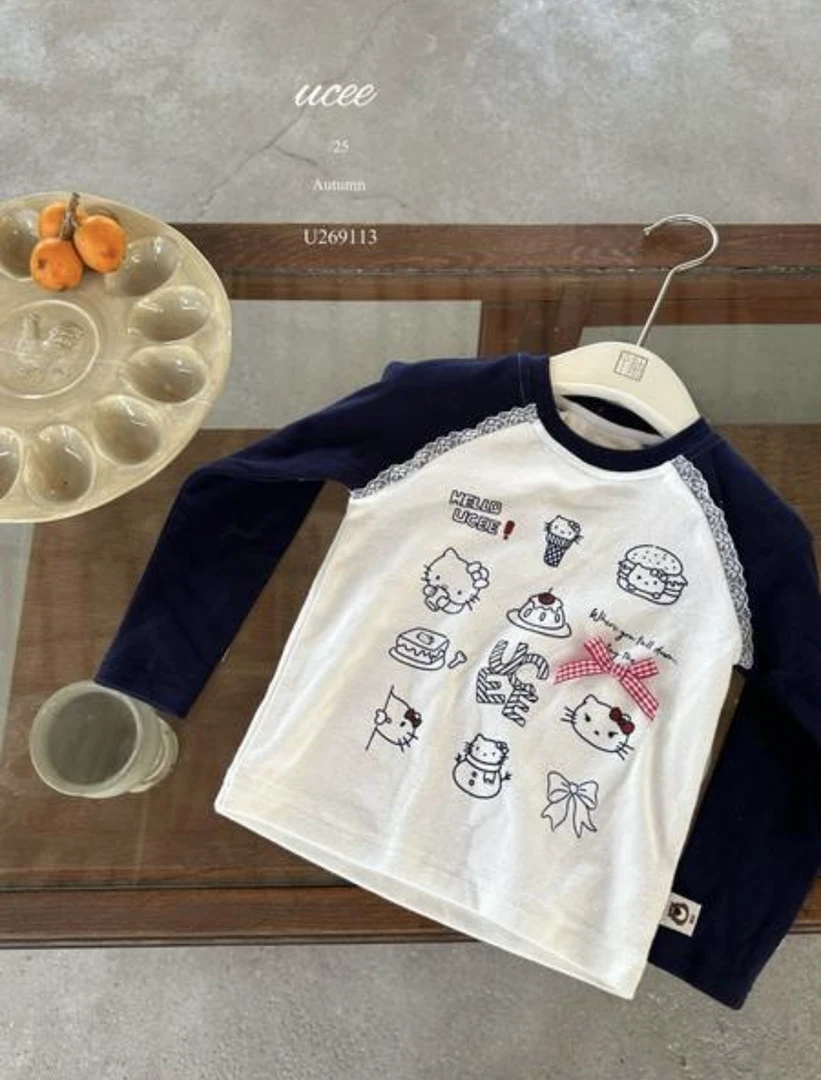 【BaoBao】釉兮·秋款女童韩版打底衫kitty猫插肩袖