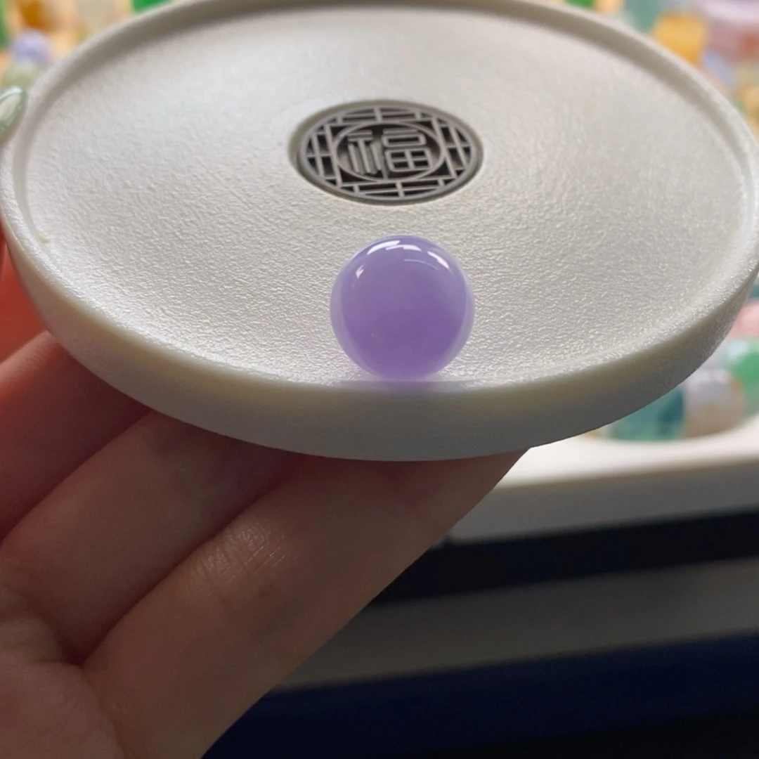 翡翠未镶嵌颈饰紫底圆珠卡12