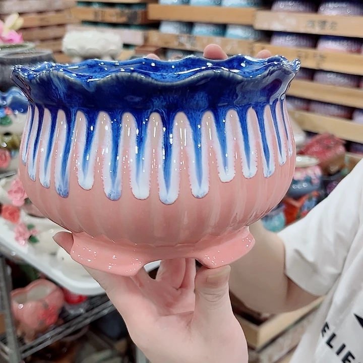 有孔.凑单10元陶瓷花盆发货！