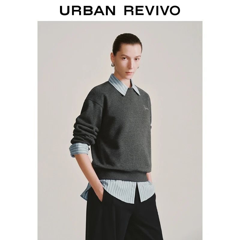 UR2026春季新款女装气质简约小狗刺绣红色圆领卫衣UWM450218