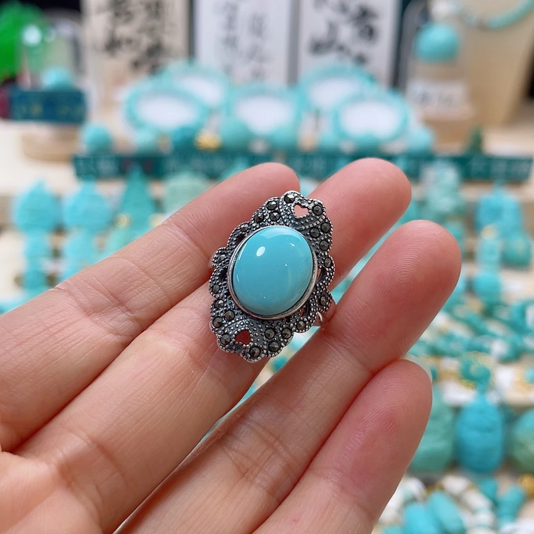 绿松石珠宝奇石银S925镶嵌