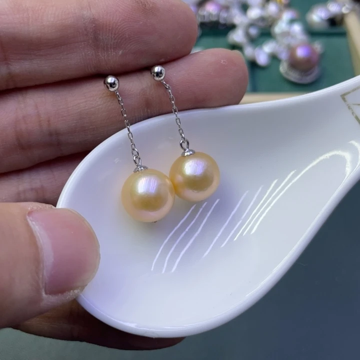 淡水珍珠耳饰银S925镶嵌快***?