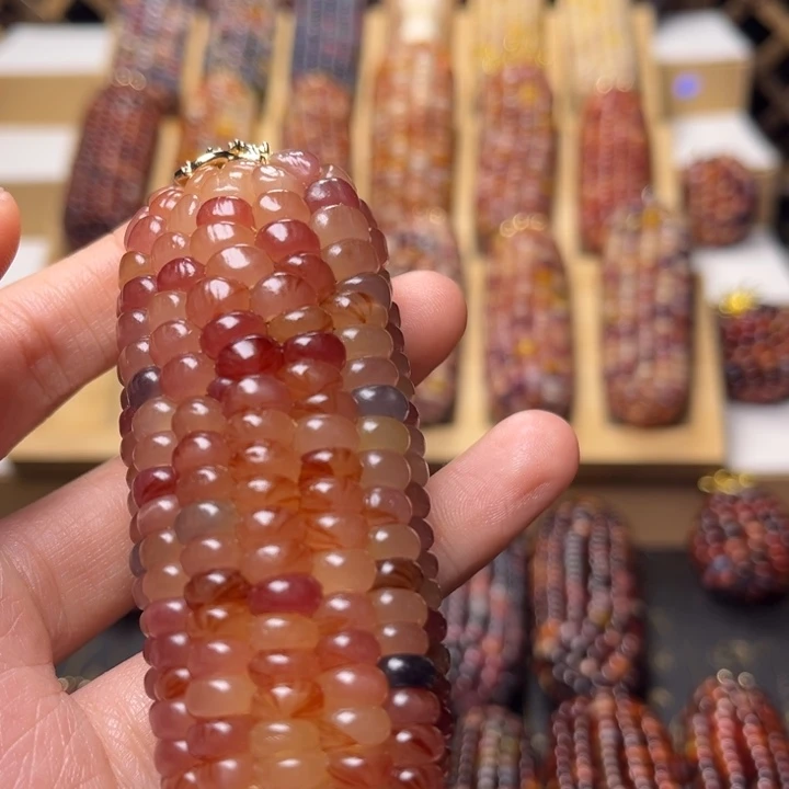 文玩玉米果冻透粉色