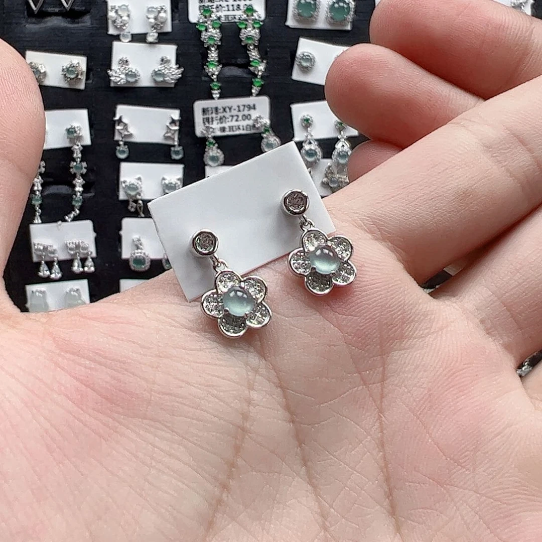 翡翠手链银S925镶嵌天然翡翠