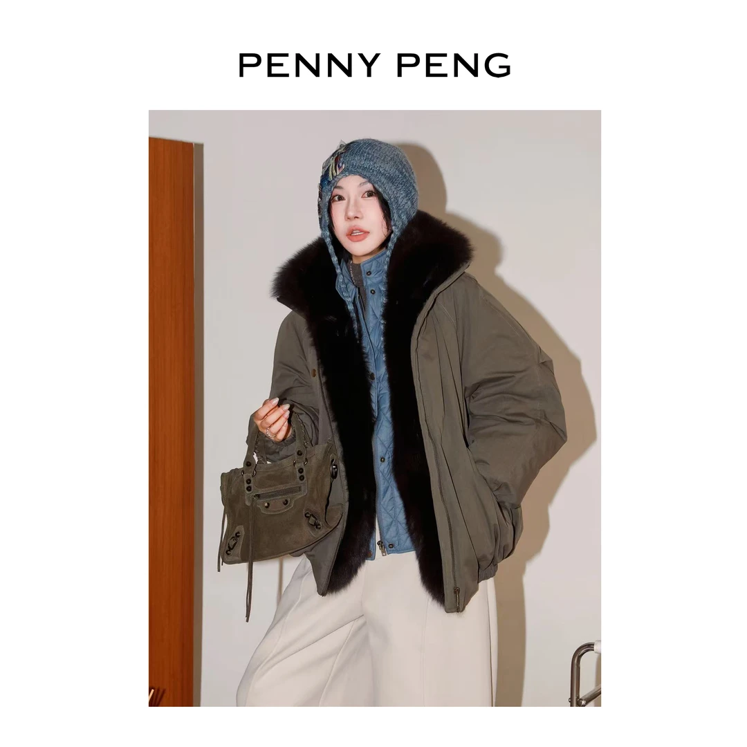 PENNYPENG 旷野双栖 冬季轻奢狐狸毛领90绒鹅绒服时尚保暖外套