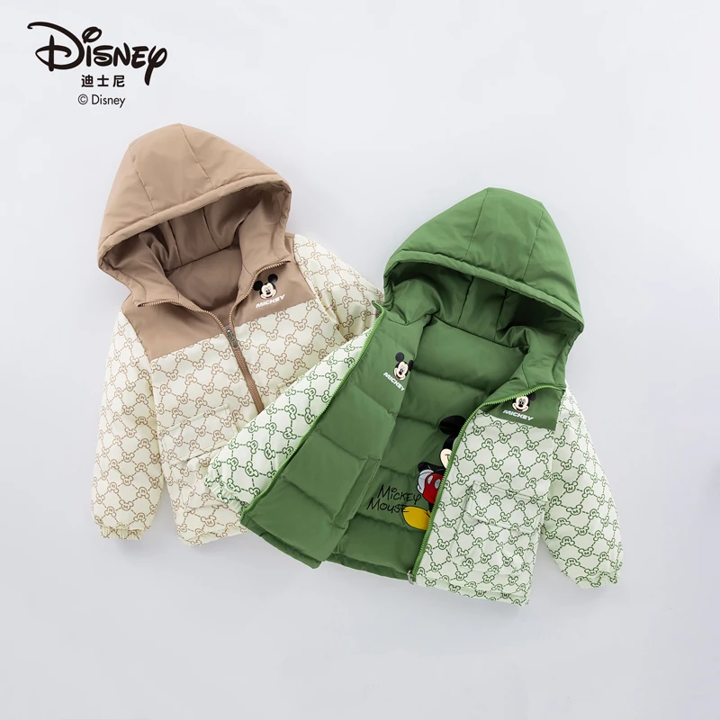 迪士尼儿童羽绒服冬季时尚男童女童拼色加厚童装外套602