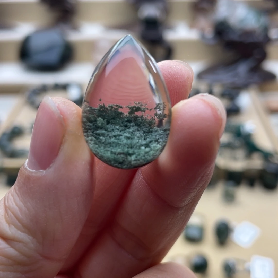 水晶未镶嵌颈饰绿幽灵聚宝盆水滴