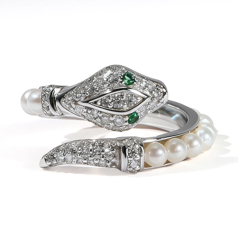 恭王府官方出品【玄月】淡水珍珠蛇形戒指