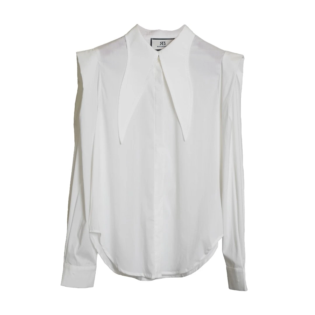 沐【UKKU STUDIO】高级感收腰尖领衬衫设计感小众百搭衬衫210445