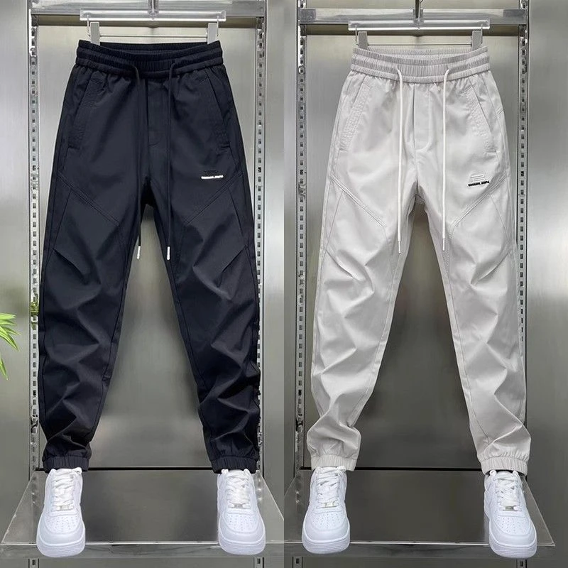 夏季新款时尚百搭休闲裤男士速干薄款束脚裤潮牌宽松痞帅哈伦裤子