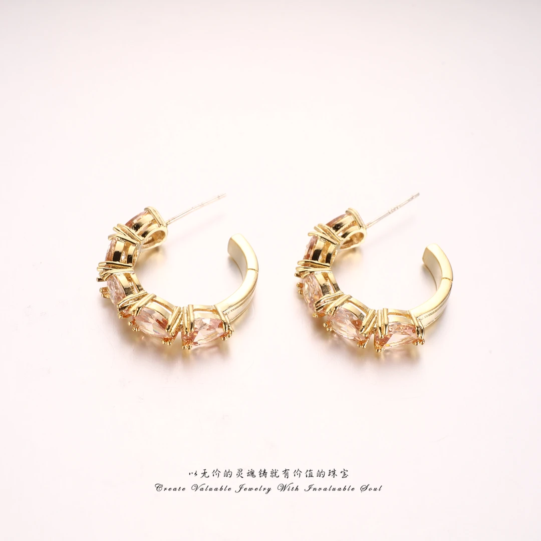 铜合金锆石耳饰 法式轻奢个性镶嵌高级感时尚耳环 LSK-C-30976