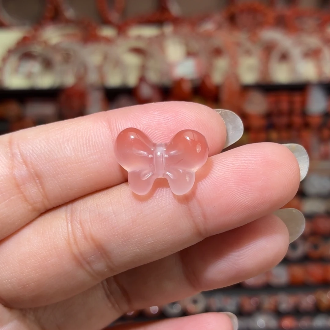 南红玛瑙未镶嵌颈饰上下通孔蝴蝶结