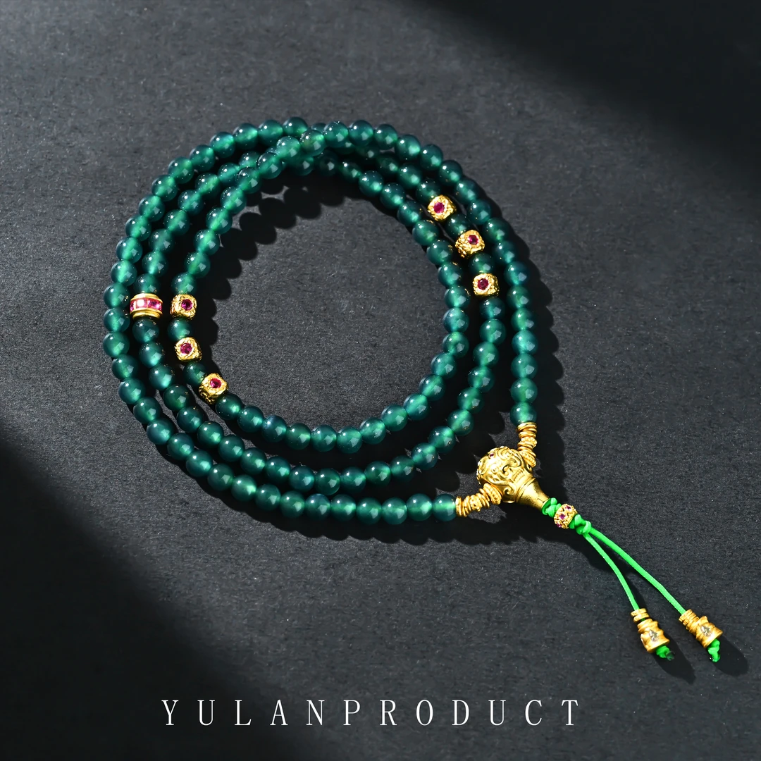 钰澜文玩钰翡系列-天然A货翡翠-冰种-正冰绿-满配脖挂-5mm左右