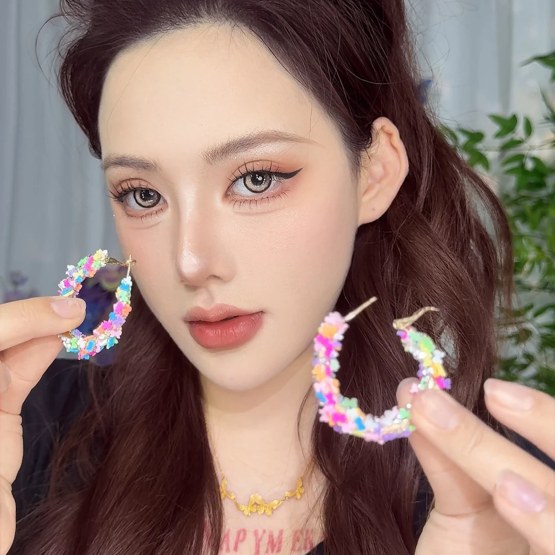 合金耳饰 公主出逃~多巴胺彩色蝴蝶星星耳环小清新甜美可爱小众显