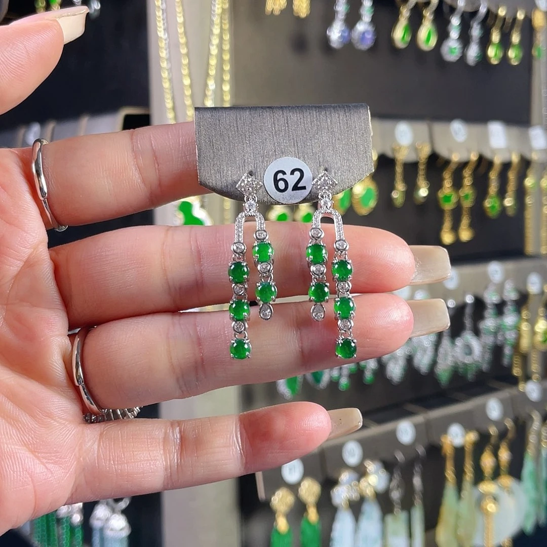 翡翠银S925镶嵌耳饰翡翠