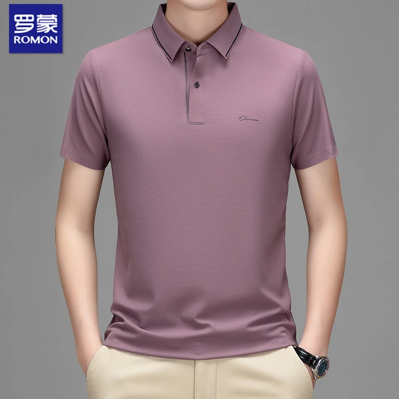 罗蒙夏季短袖三代冰丝速干透气舒适男士无痕翻领薄款纯色POLO衫