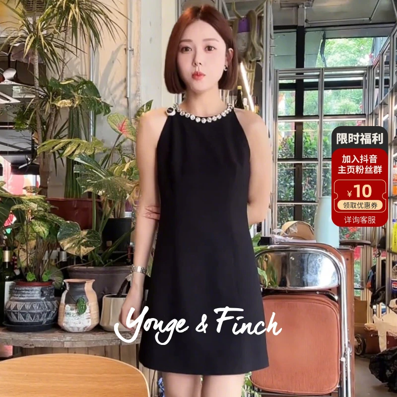 Yonge&Finch/扬芬缇2025秋季新款钻饰无袖轻奢晚宴连衣裙 PITTSY