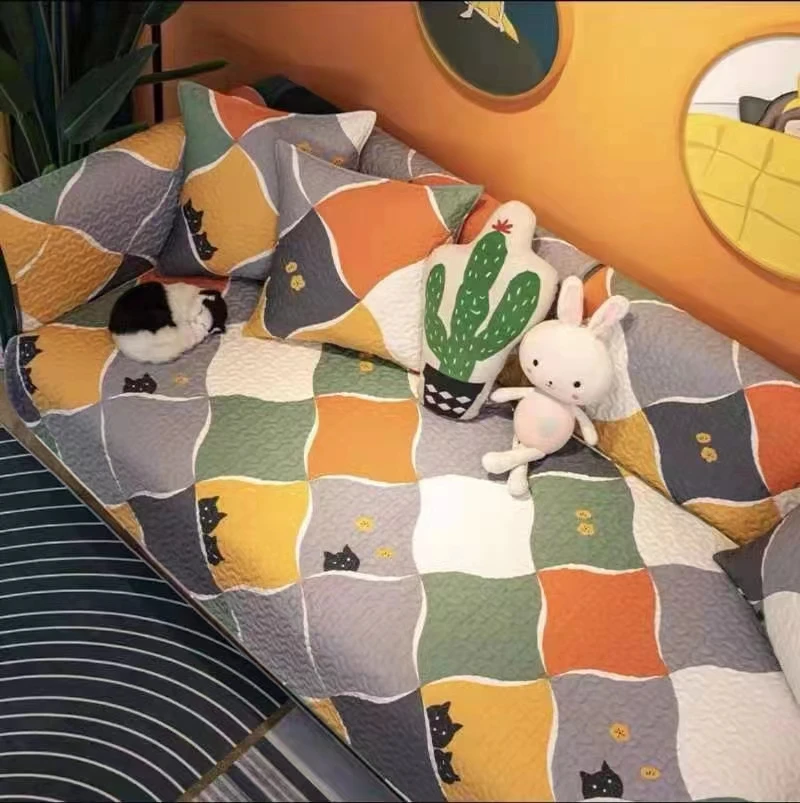 四季通用沙发垫轻奢简约千鸟格靠背巾时尚防滑全盖孤品颜色随机