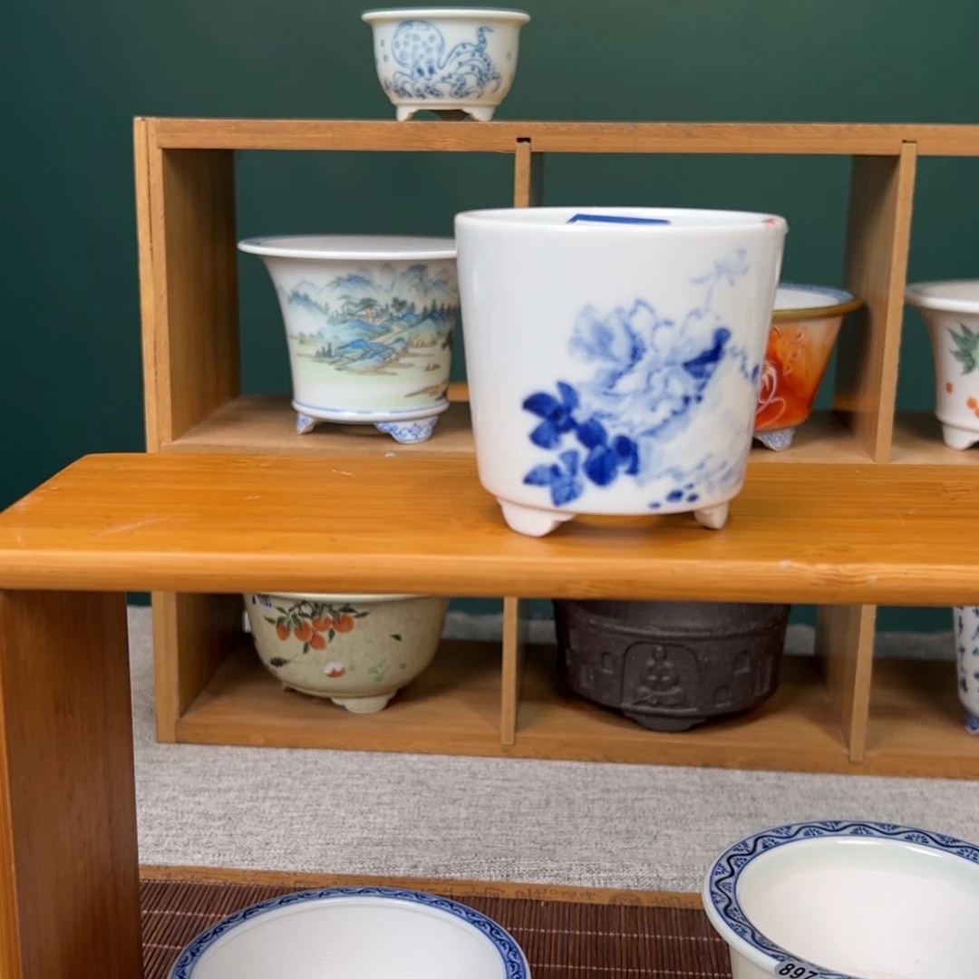 福利手工手绘青花花卉系列盆