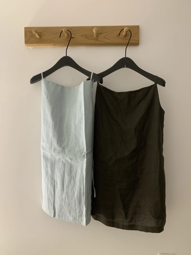 夏季新款韩代简约气质叠搭纯色复古全亚麻吊带连衣裙女