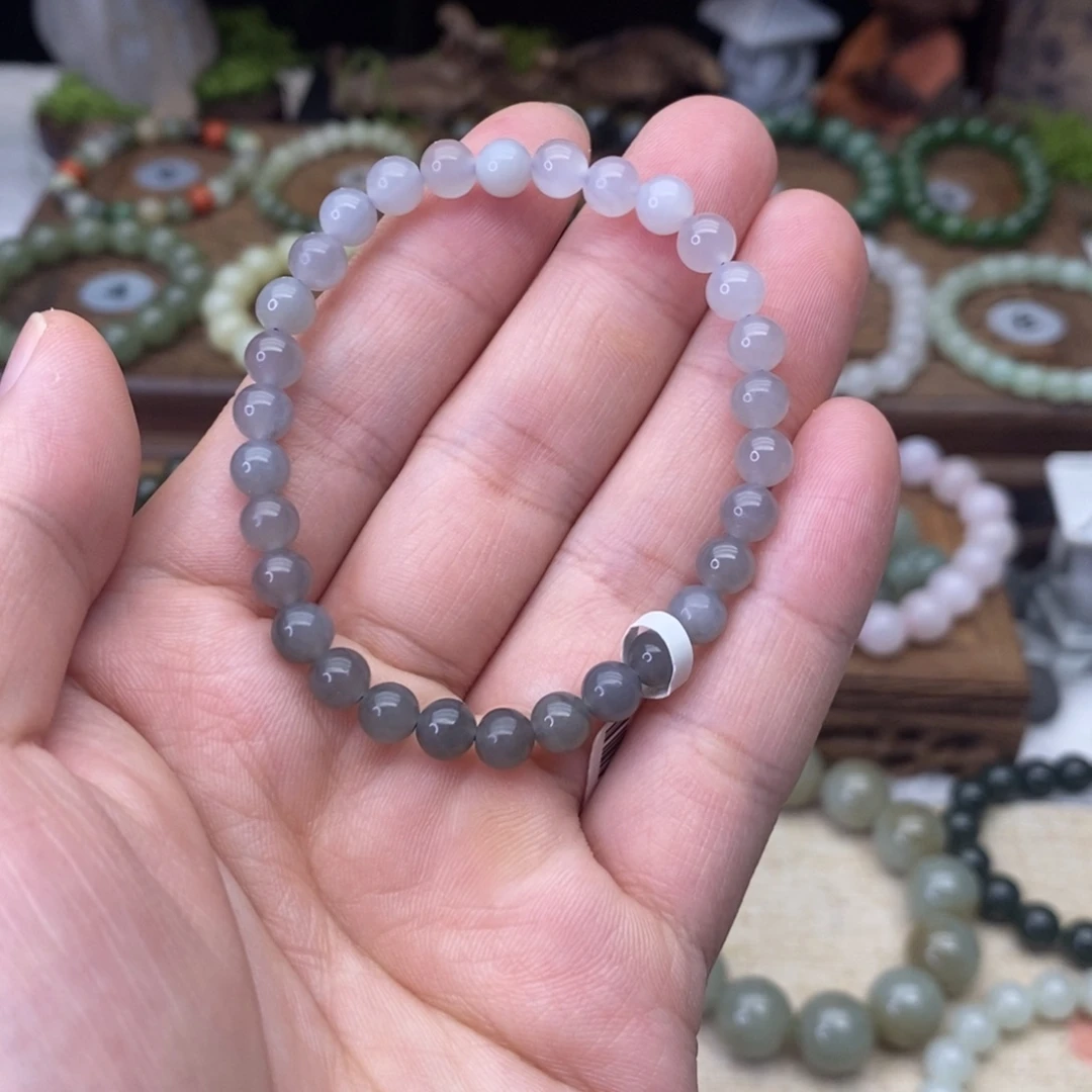 和田玉未镶嵌手链渐变烟紫卡6