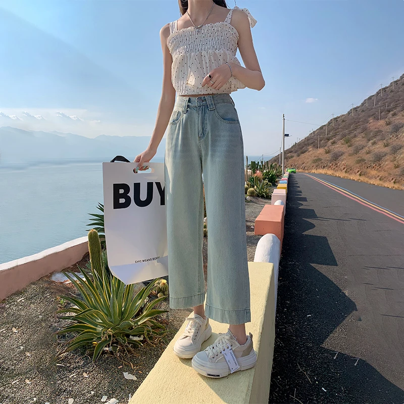 薄款牛仔裤女2025夏季新款莱赛尔天丝高腰显瘦百搭宽松阔腿裤子