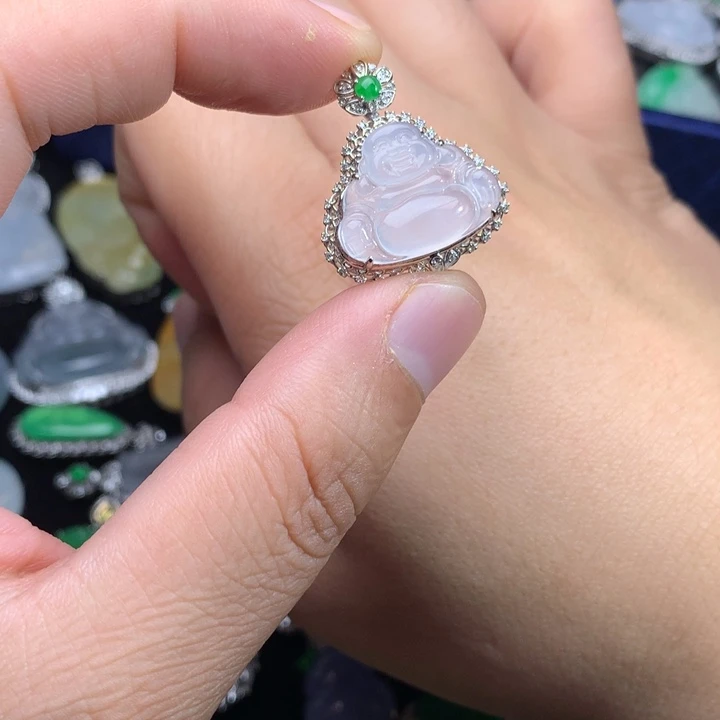 翡翠18K金镶嵌吊坠(不含链)48小时鉴赏期