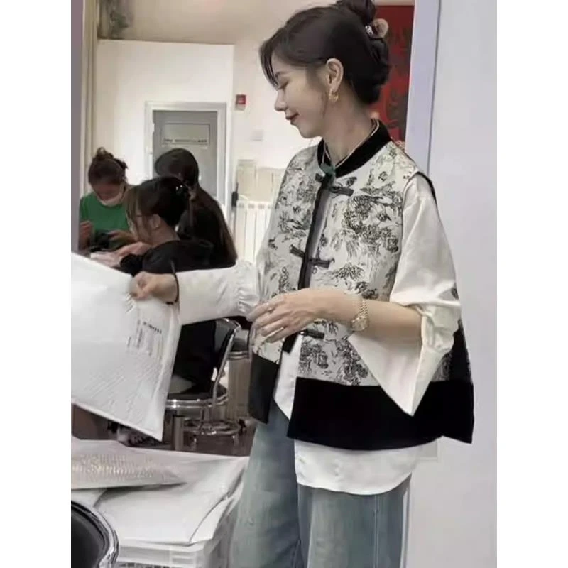 新中式马甲唐装女2025春季新款无袖立领坎肩外套休闲百搭盘扣马夹