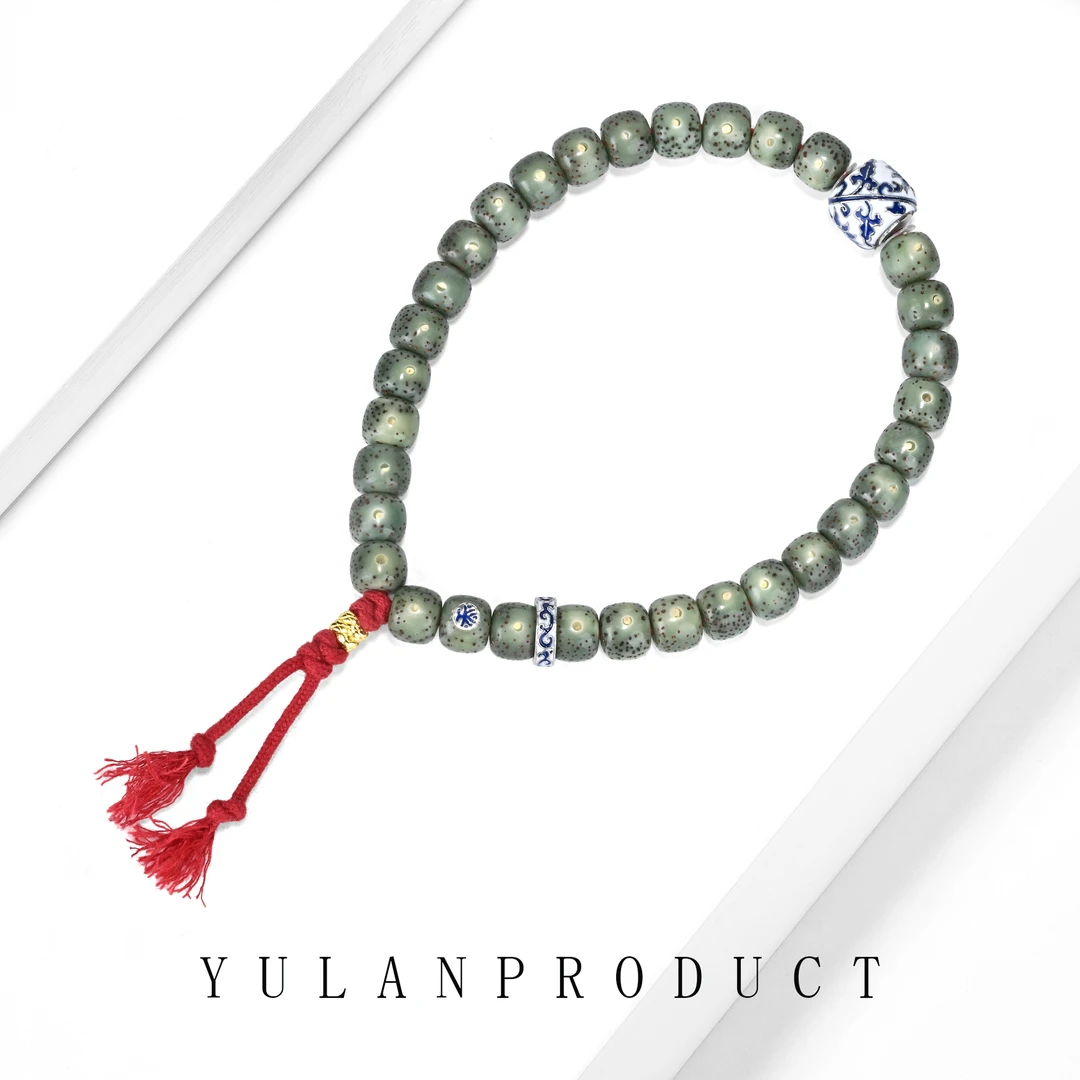 钰澜文玩【青韵】星月菩提-海南毛感料-8*7绿糯手持-精工百搭