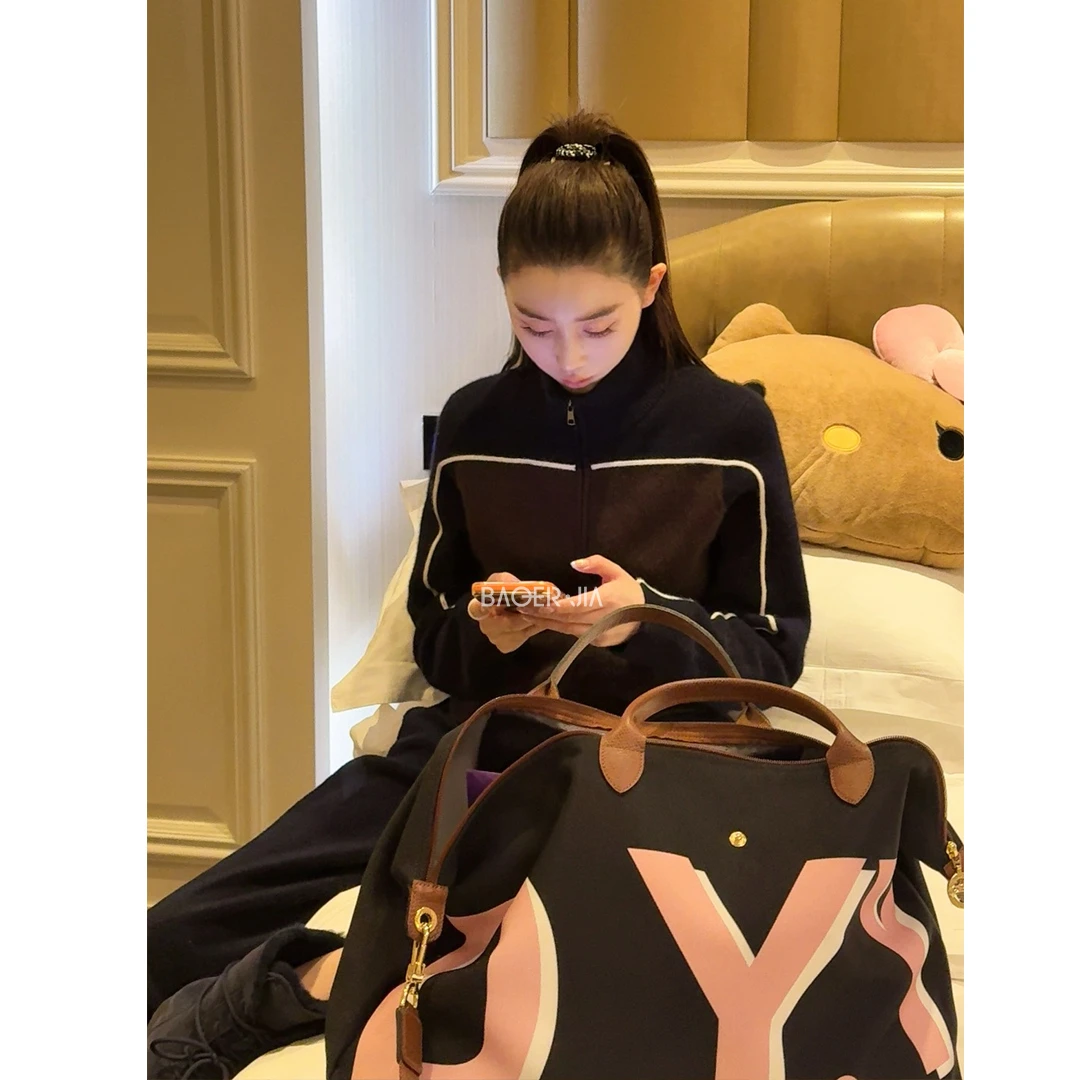 8-宝儿家含幂BV113425410冬季款拼色设计舒适随性兔毛绵羊毛上衣