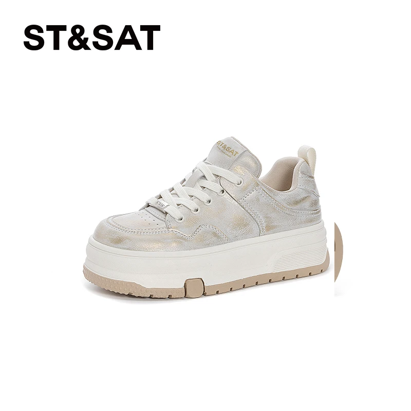 星期六板鞋透气春季街头风时尚休闲鞋运动鞋百搭潮流白色系带